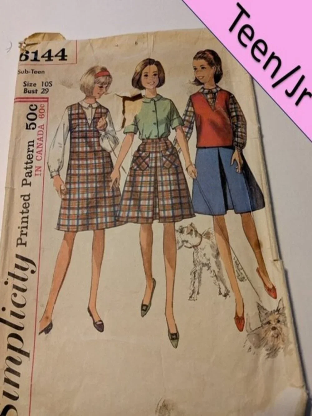 simplicity 6144 sewing pattern One piece jumper, top, skirt, blouse TEEN 10
